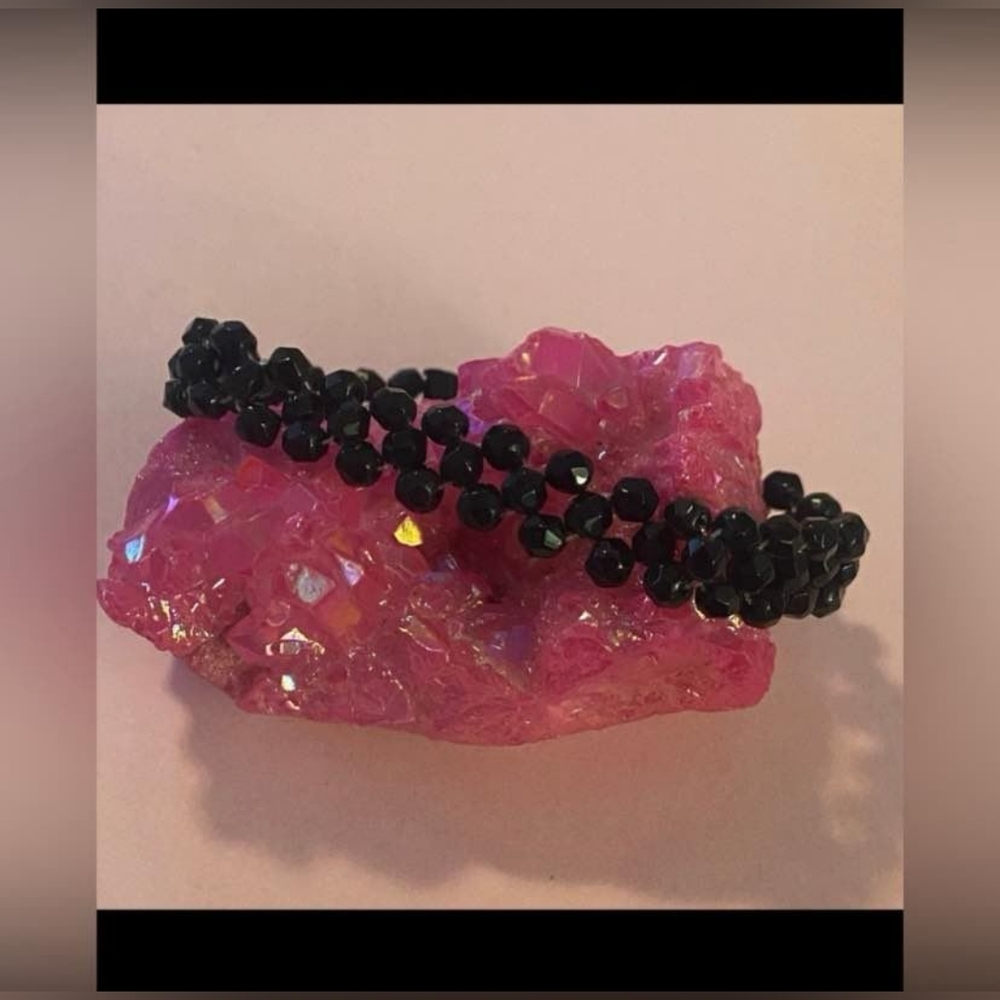 Jet Cluster Bead Bracelet #6240
